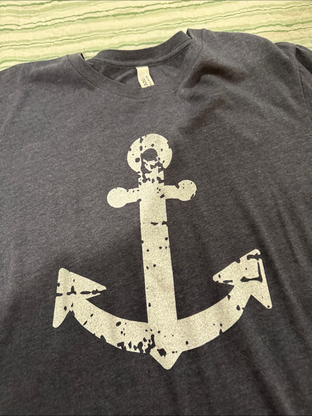 Bella Canvas Navy Short-Sleeve Tee with Distressed White Anchor - Picture 3 of 4